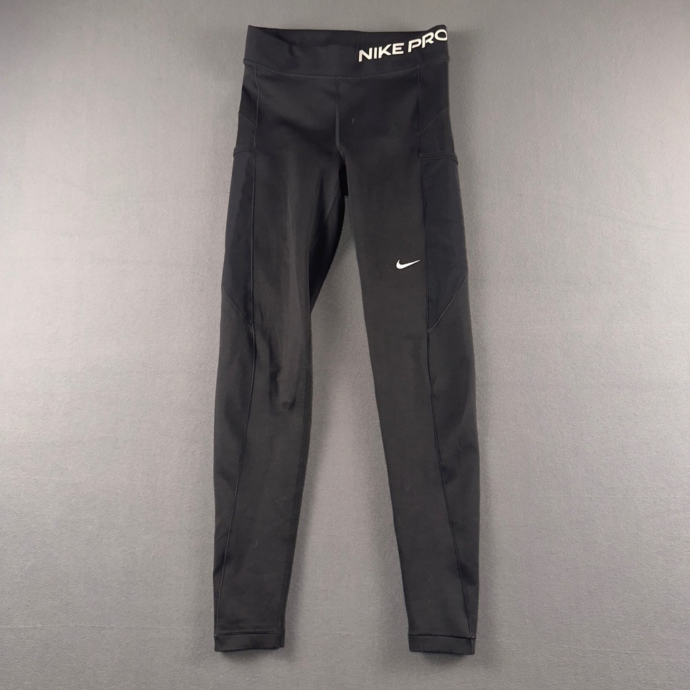 Nike Pro Therma-FIT Women Black Training Leggings Pockets DD6400-010 Small